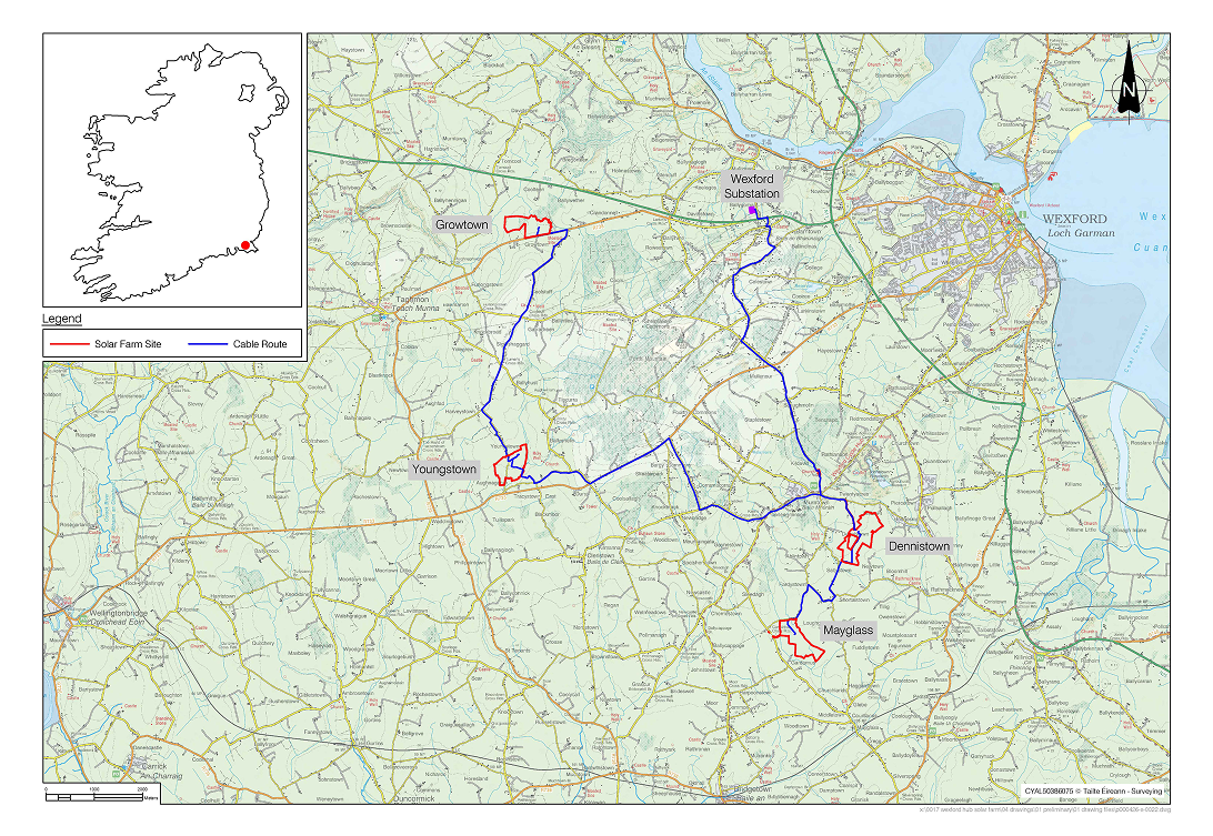Map view of the Wexford Hub solar farm